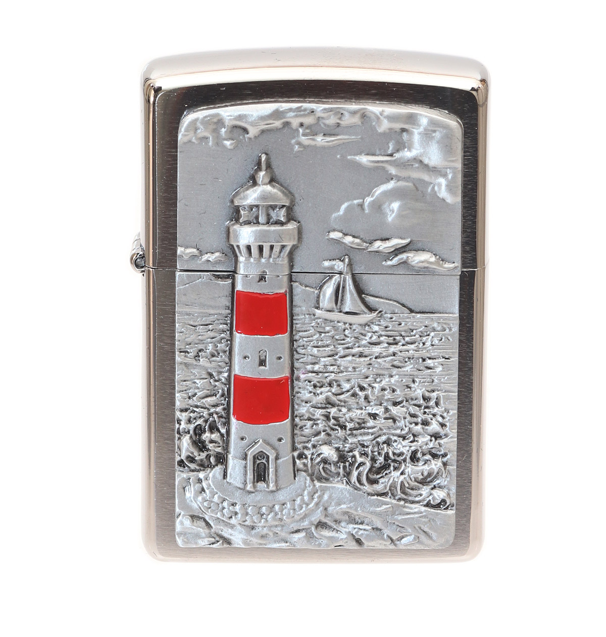 Tobacco Pipe Accessories: Lighters Zippo Lighthouse Brushed Chrome 