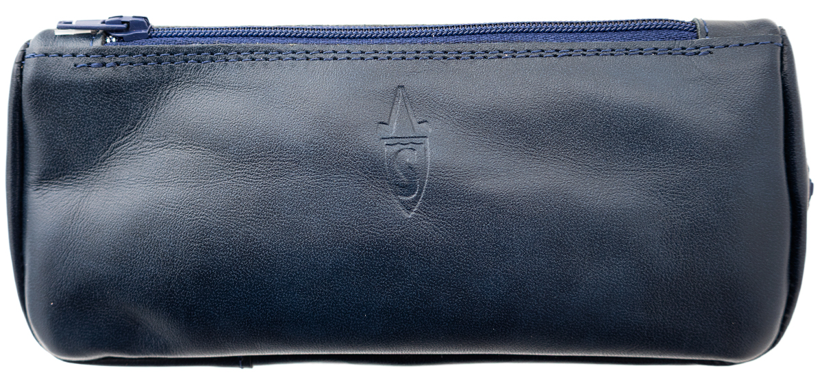 Stands & Pouches Savinelli Leather 1 Pipe Combo Pouch Zip Blue