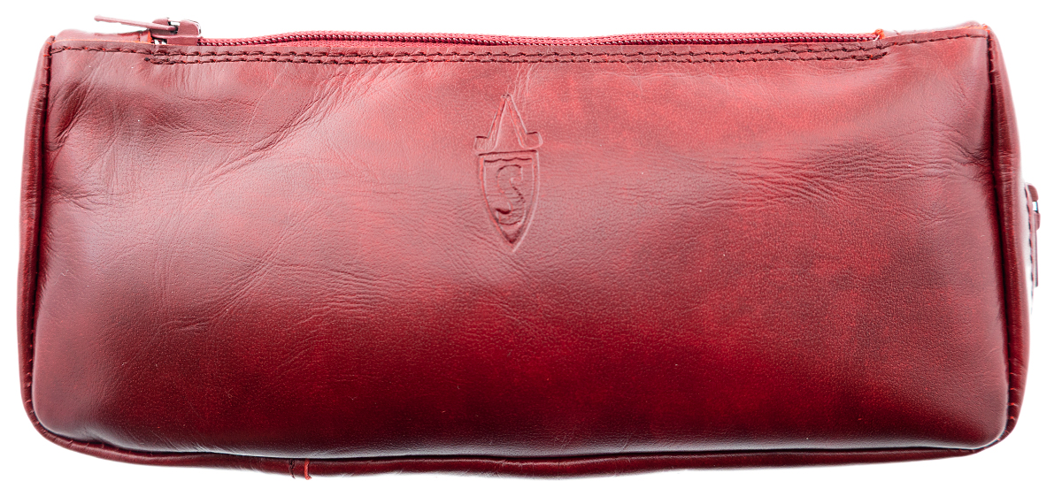 Stands & Pouches Savinelli Leather 1 Pipe Combo Pouch Zip Burgundy