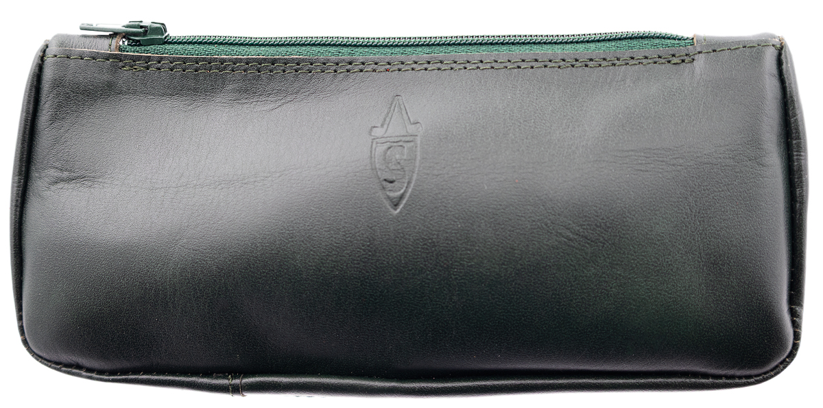 Stands & Pouches Savinelli Leather 1 Pipe Combo Pouch Zip Green