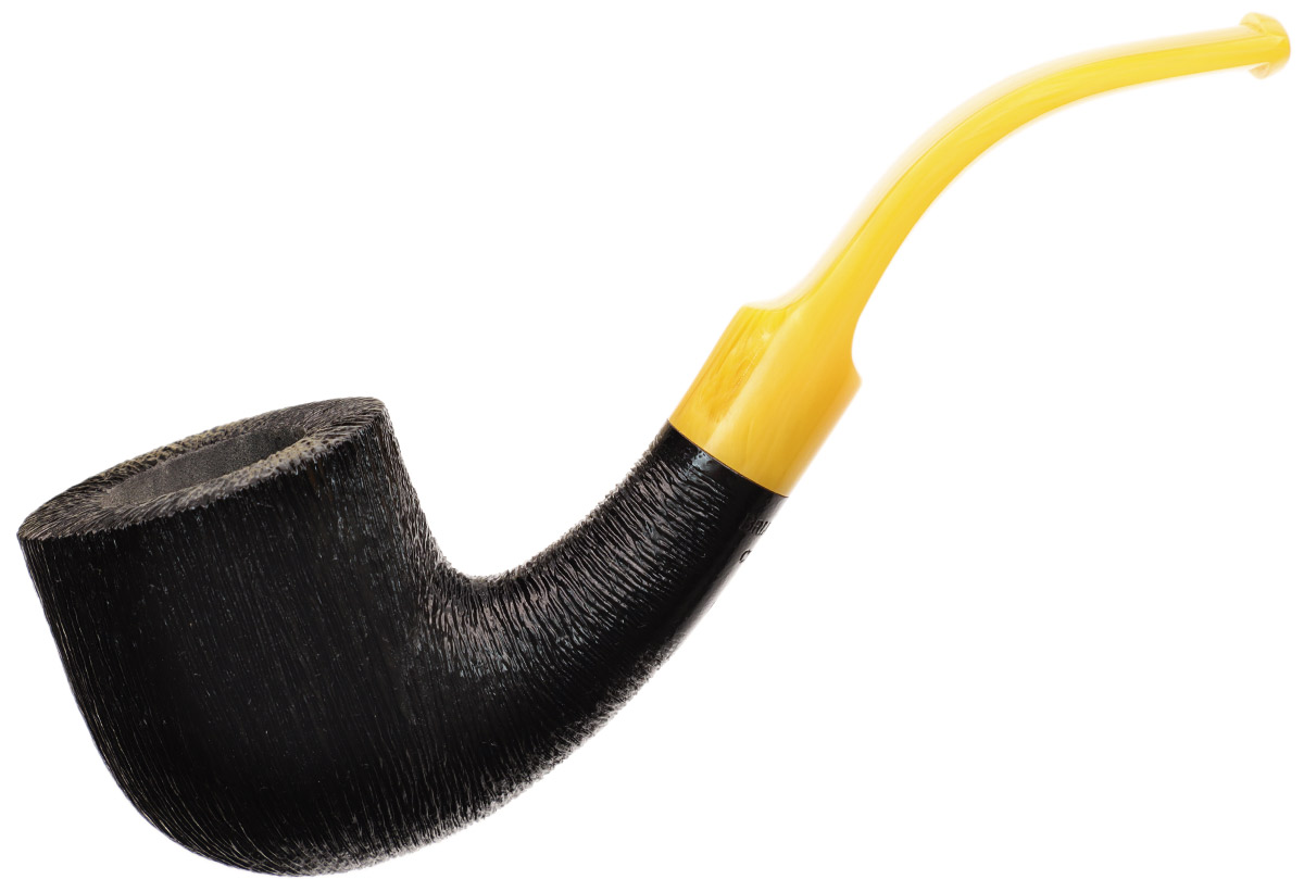 BriarWorks Classic Dark Rusticated with Amber Stem (C131)