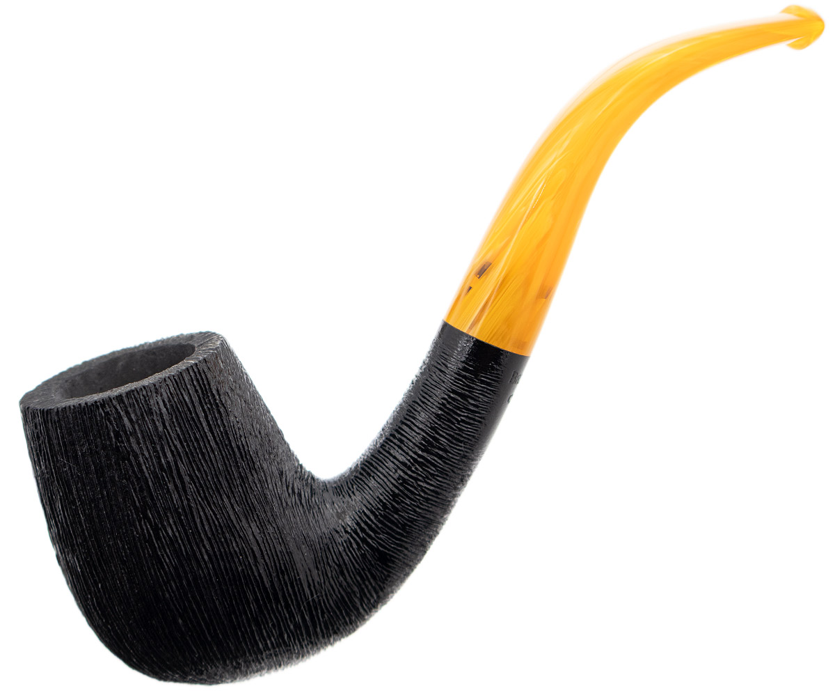 BriarWorks Classic Dark Rusticated with Amber Stem (C12)