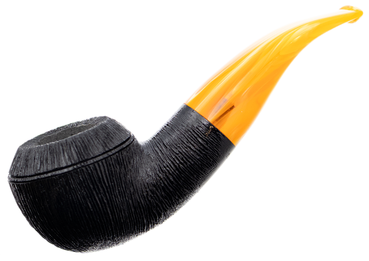 BriarWorks Classic Dark Rusticated with Amber Stem (C111)