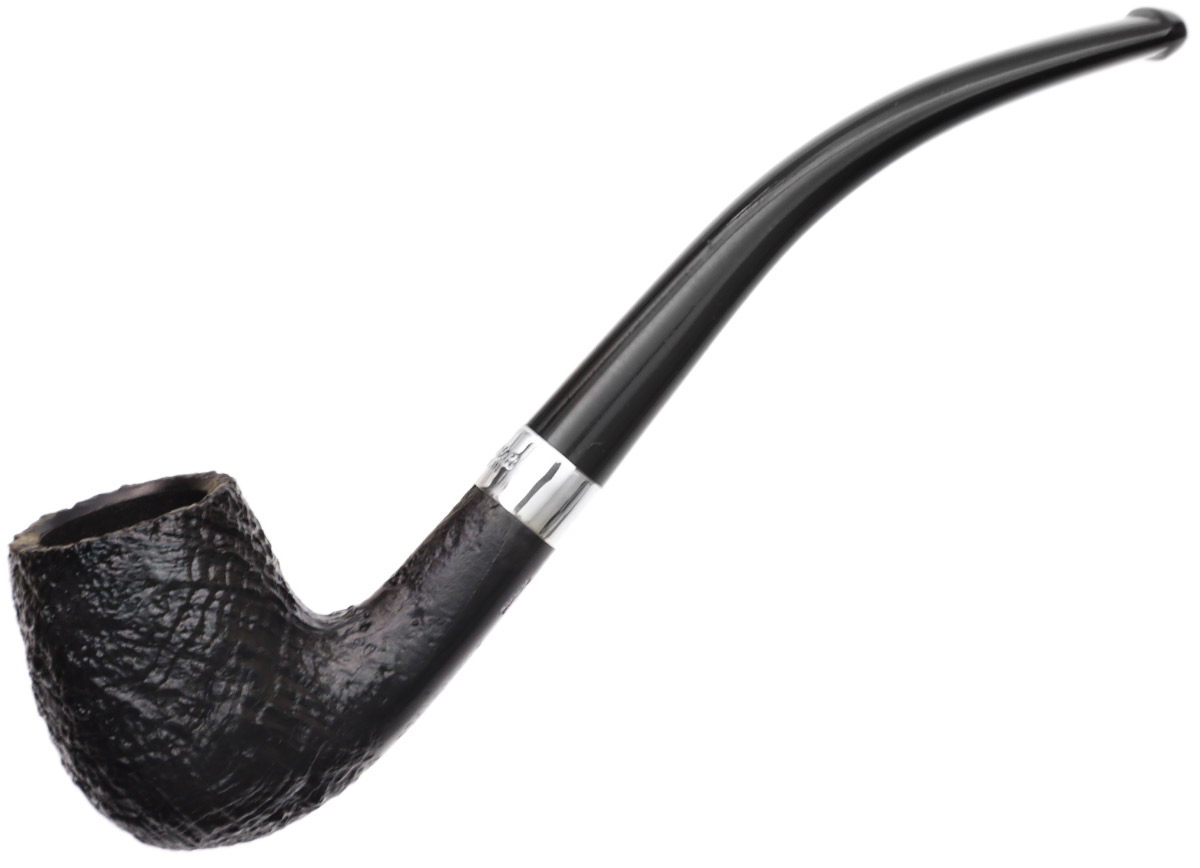 Peterson Junior Sandblasted Silver Mounted Bent Billiard Fishtail