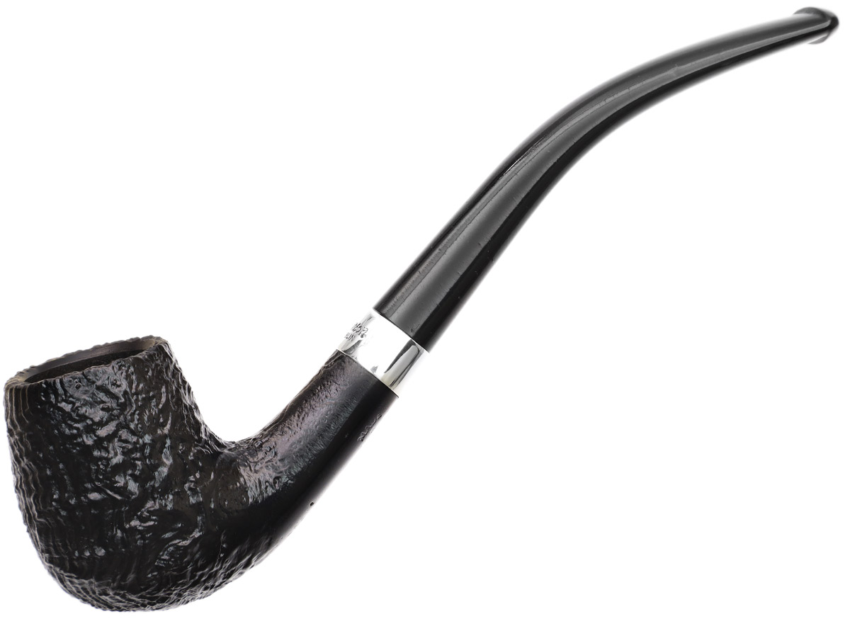 Peterson Junior Sandblasted Silver Mounted Bent Billiard Fishtail