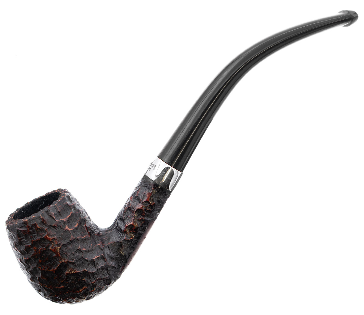 Peterson Junior Rusticated Nickel Mounted Bent Billiard Fishtail