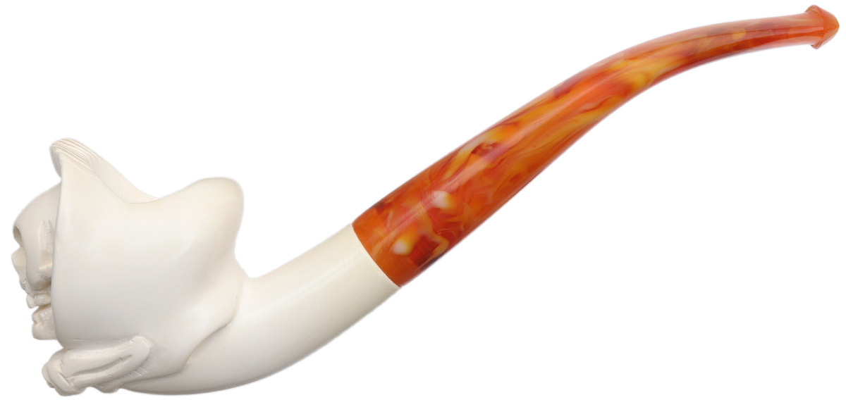 AKB Meerschaum Carved Hooded Skull (with Case)
