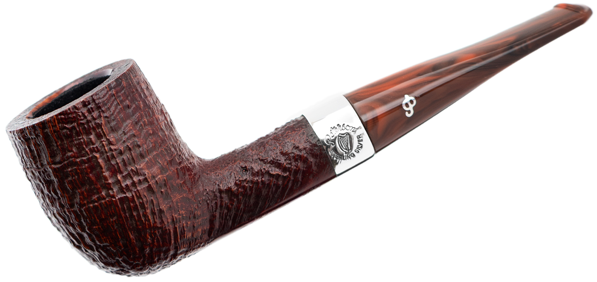 Irish Seconds Sandblasted Billiard with Silver Band Fishtail (2) (9mm)