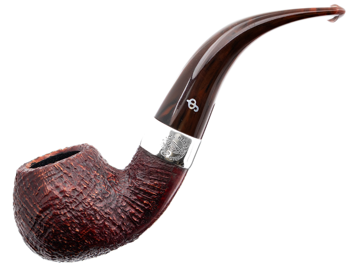 Irish Seconds Sandblasted Bent Apple with Silver Band Fishtail (2) (9mm)