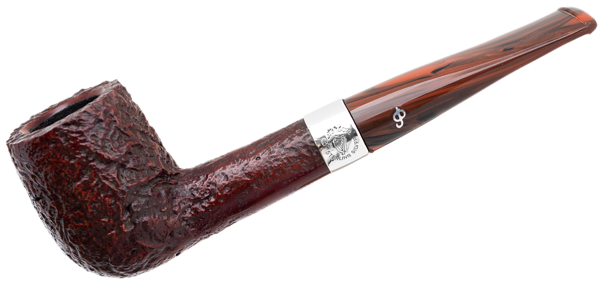 Irish Seconds Sandblasted Billiard with Silver Band Fishail (2)