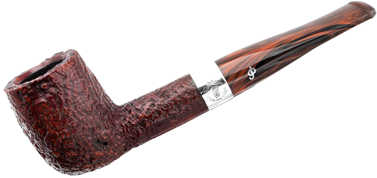 Irish Seconds Sandblasted Billiard with Silver Band Fishail (2)