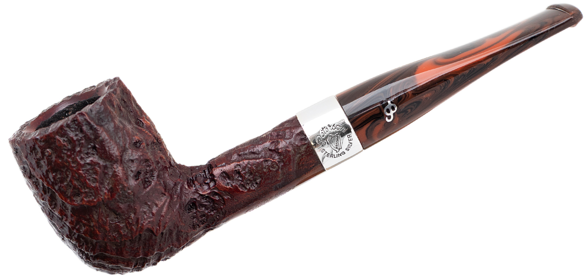 Irish Seconds Sandblasted Billiard with Silver Band Fishail (2)