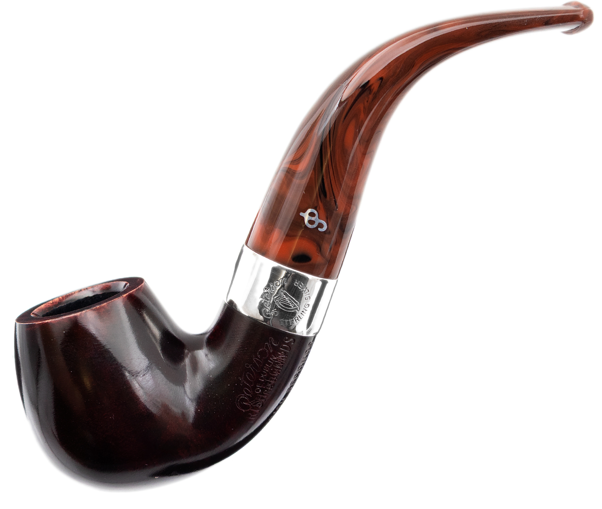Irish Seconds Smooth Bent Billiard with Silver Band Fishtail (2)