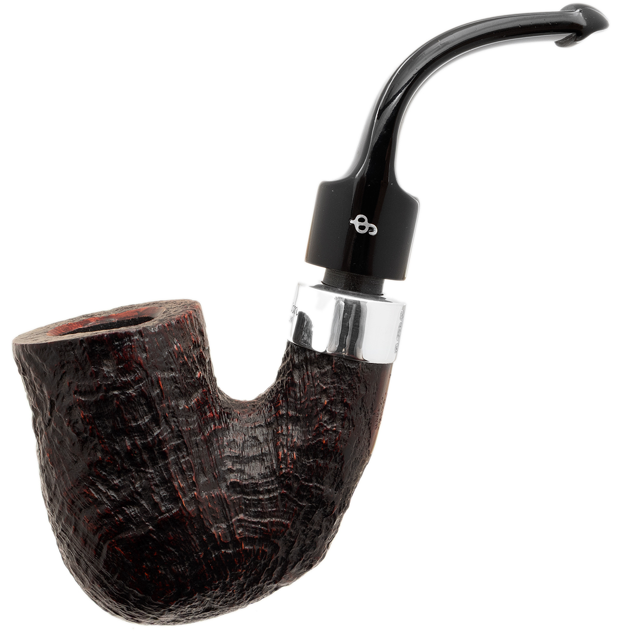 Irish Seconds Sandblasted Bent Billiard with Silver Army Mount P-Lip (1)