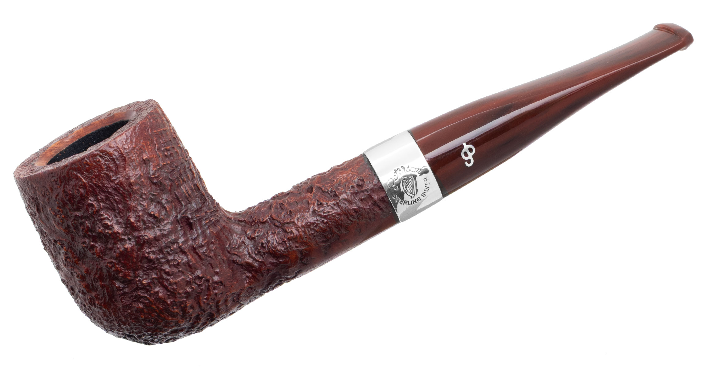 Irish Seconds Sandblasted Billiard with Silver Band Fishtail (2)