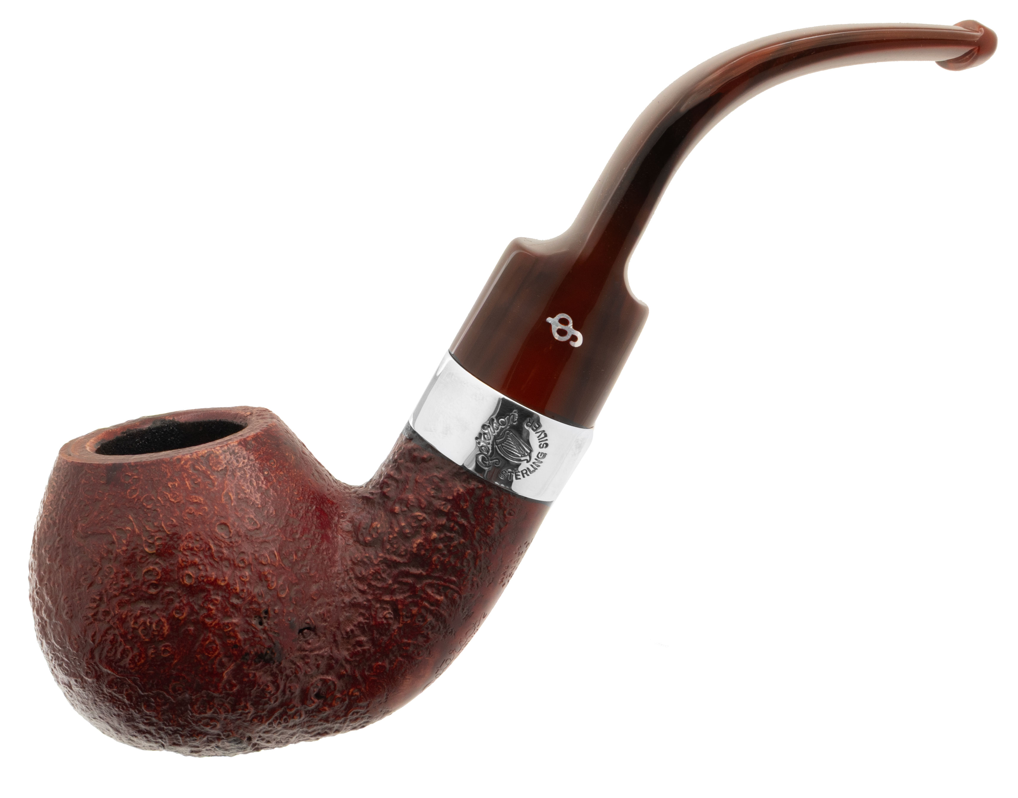 Irish Seconds Sandblasted Bent Apple with Silver Band Fishtail (2) (9mm)