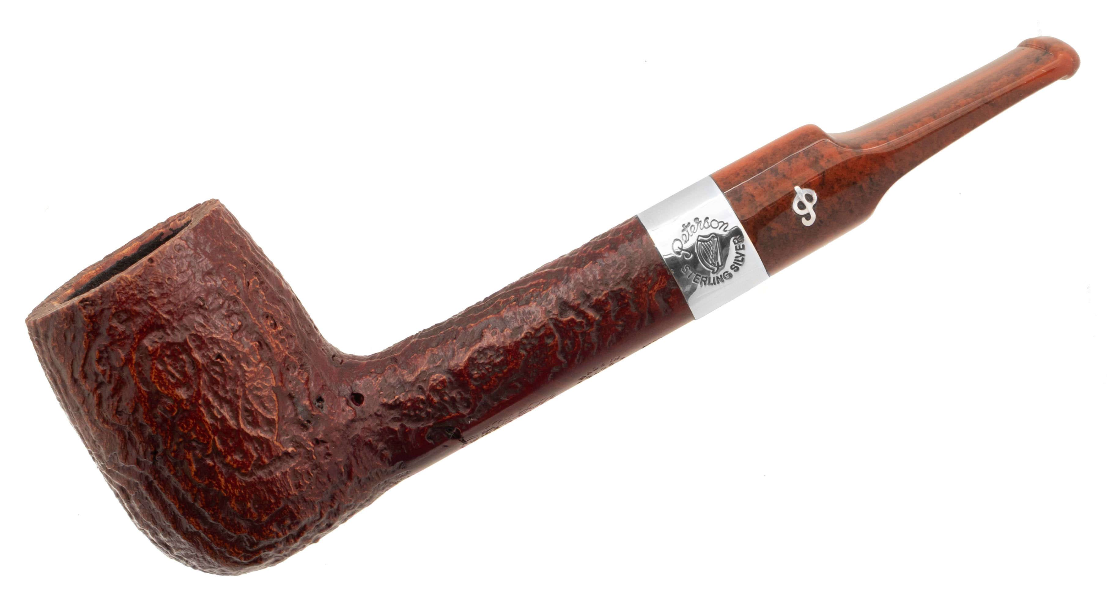 Irish Seconds Sandblasted Billiard with Silver Band Fishtail (2)