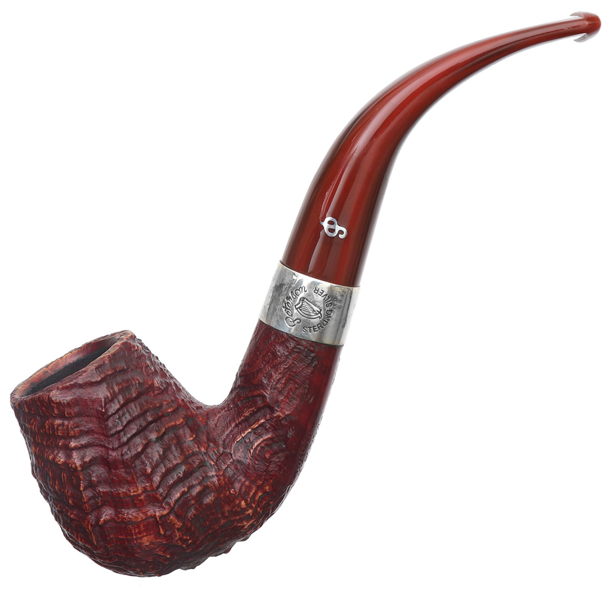 Irish Seconds Sandblasted Bent Billiard with Silver Band Fishtail (2)