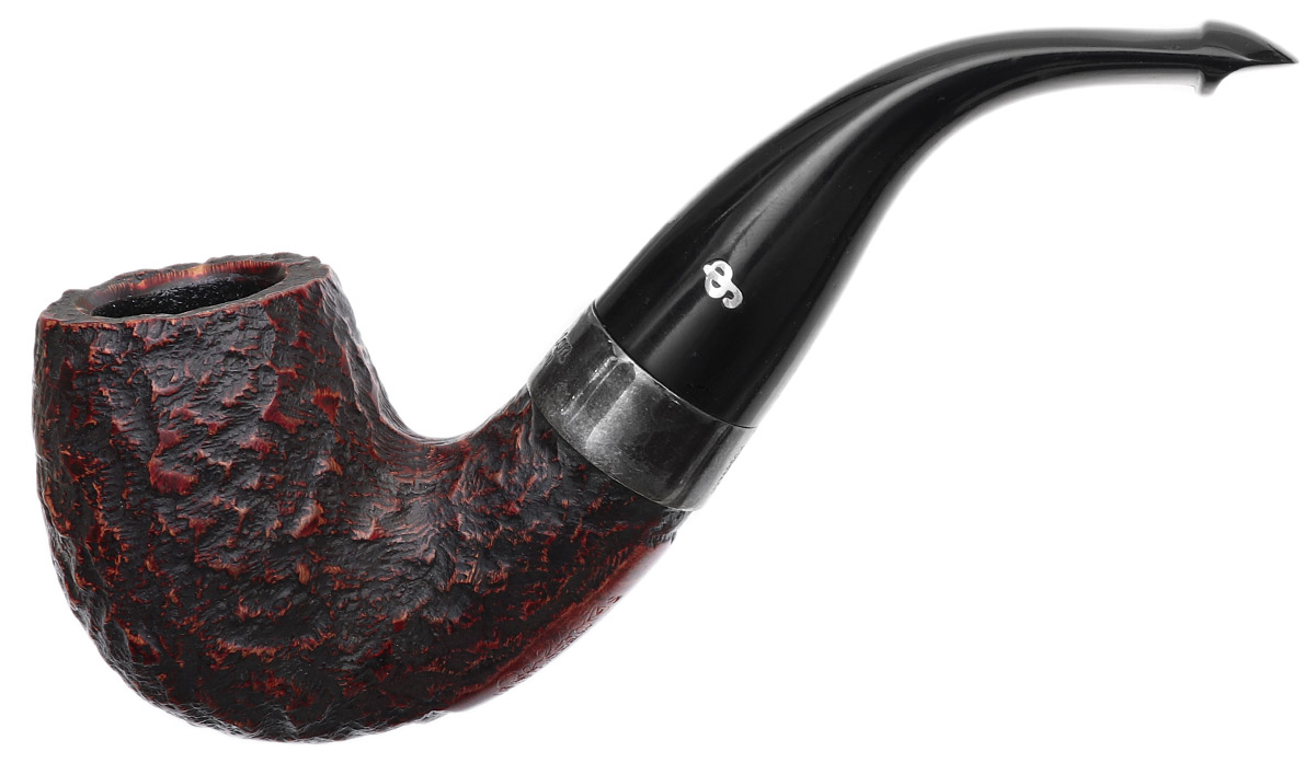 Irish Seconds Rusticated Bent Billiard with Silver Band P-Lip (2) (9mm)
