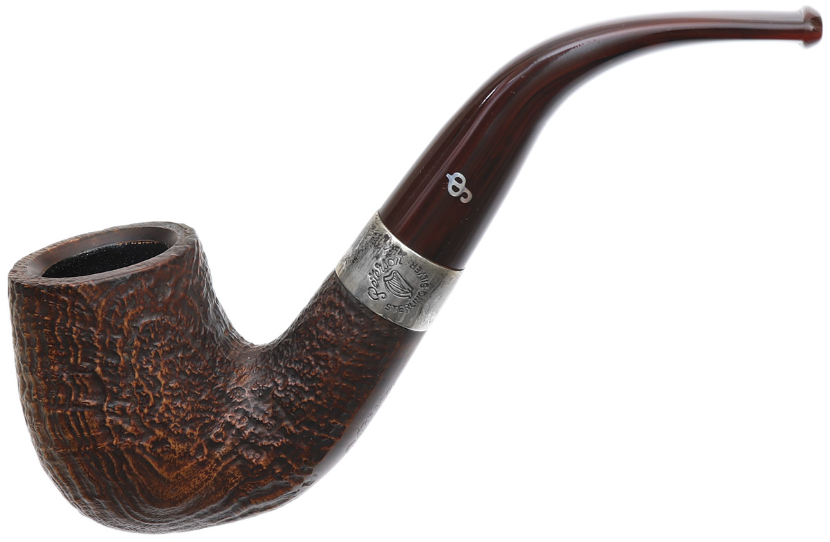 Irish Seconds Sandblasted Bent Billiard with Silver Band Fishtail (2)