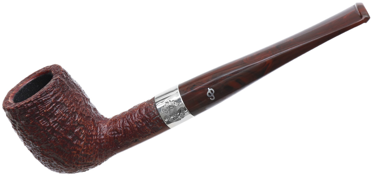 Irish Seconds Sandblasted Billiard with Silver Band Fishtail (2)