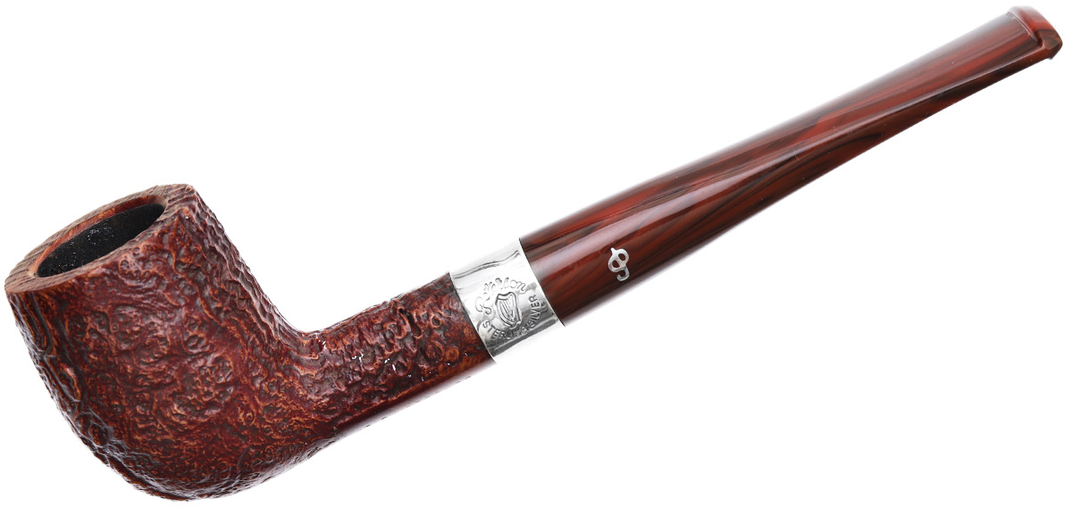 Irish Seconds Sandblasted Billiard with Silver Band Fishtail (2)