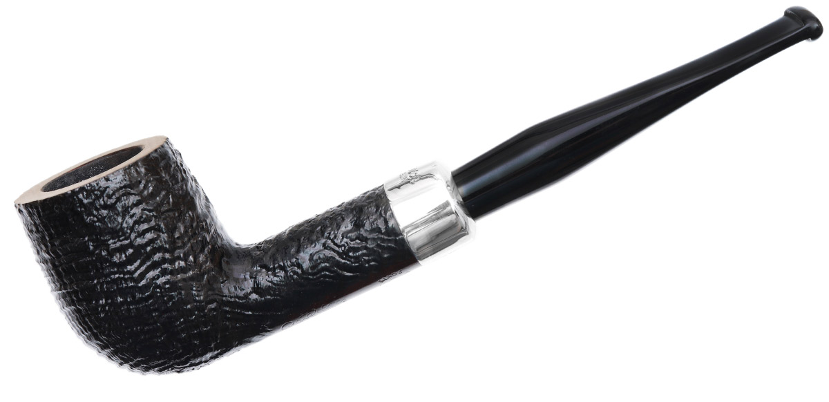 Irish Seconds Sandblasted Billiard with Silver Band Fishtail (2)