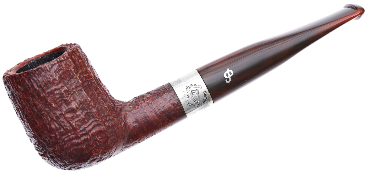 Irish Seconds Sandblasted Billiard with Silver Band Fishtail (2)