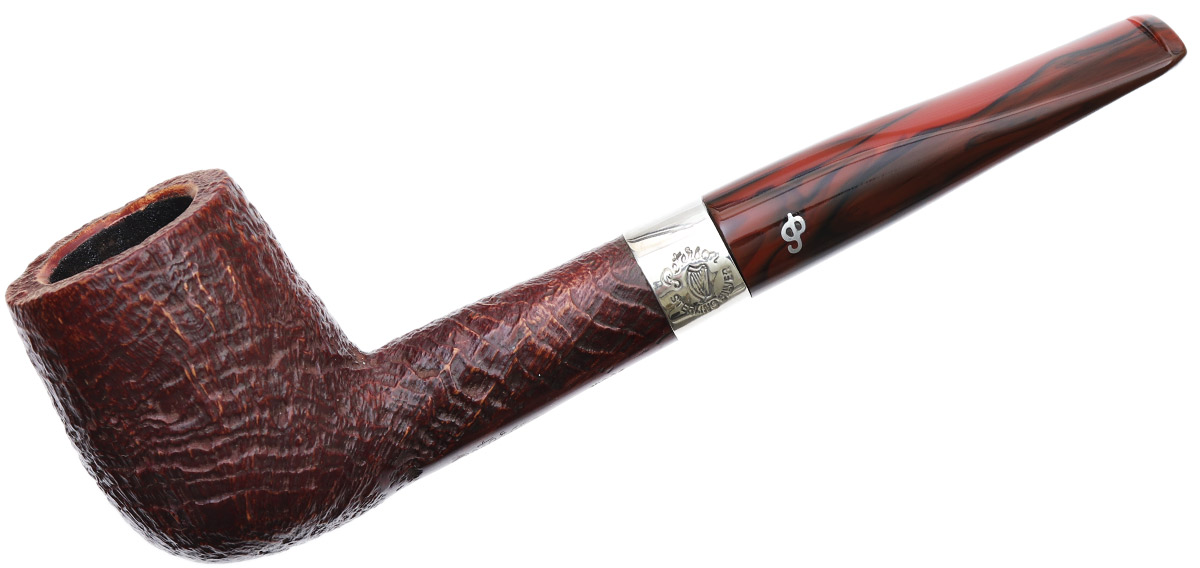 Irish Seconds Sandblasted Billiard with Silver Band Fishtail (2)