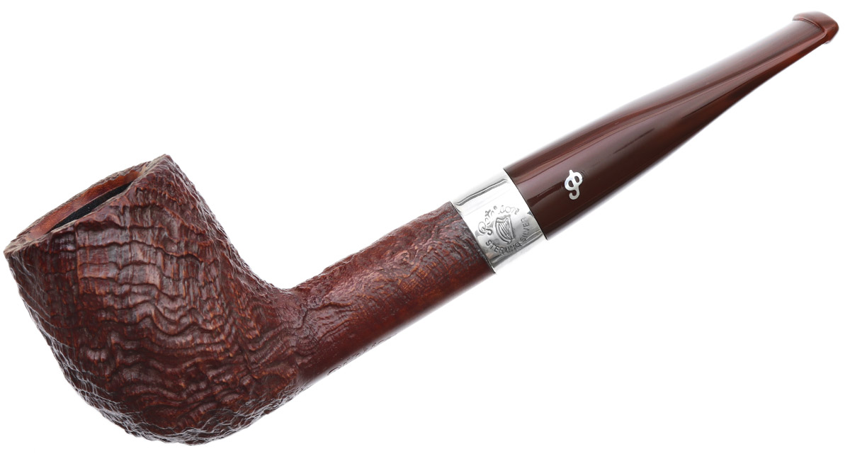 Irish Seconds Sandblasted Billiard with Silver Band Fishtail (2)