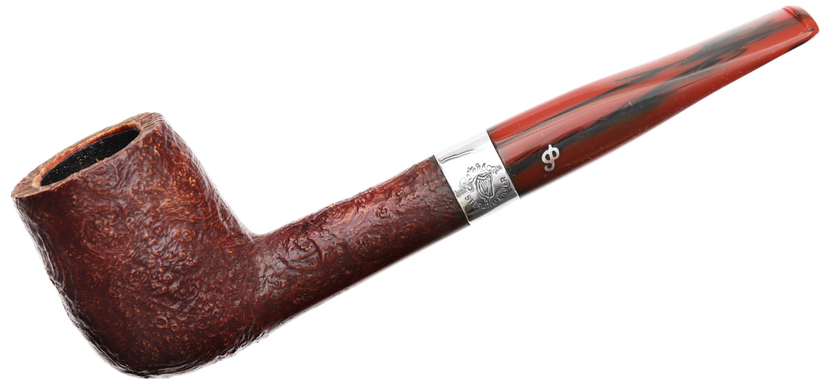 Irish Seconds Sandblasted Billiard with Silver Band Fishtail (2)