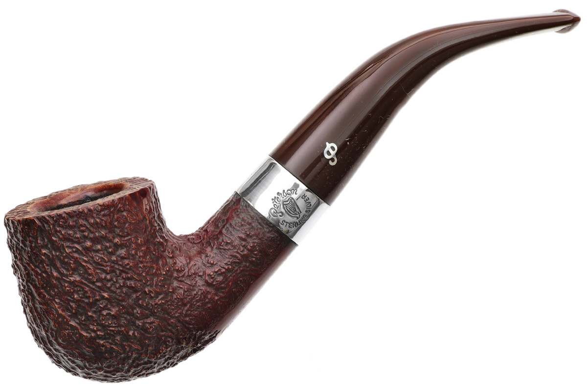 Irish Seconds Sandblasted Bent Billiard with Silver Band Fishtail (2)