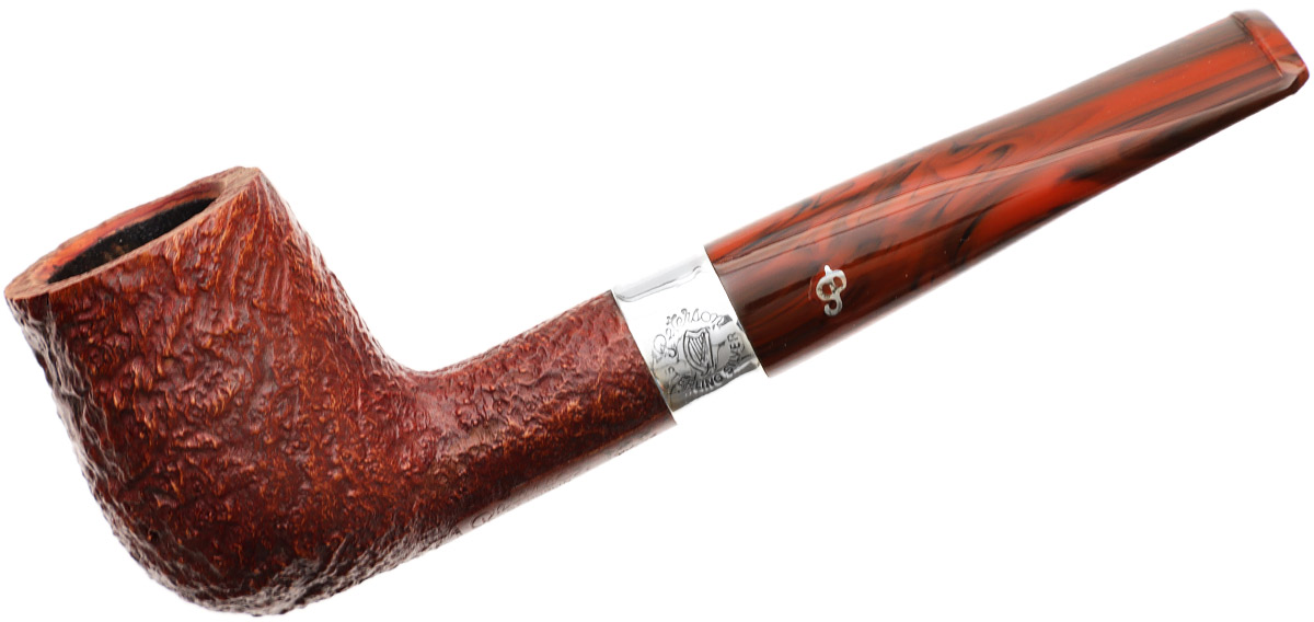 Irish Seconds Sandblasted Billiard with Silver Band Fishtail (2)