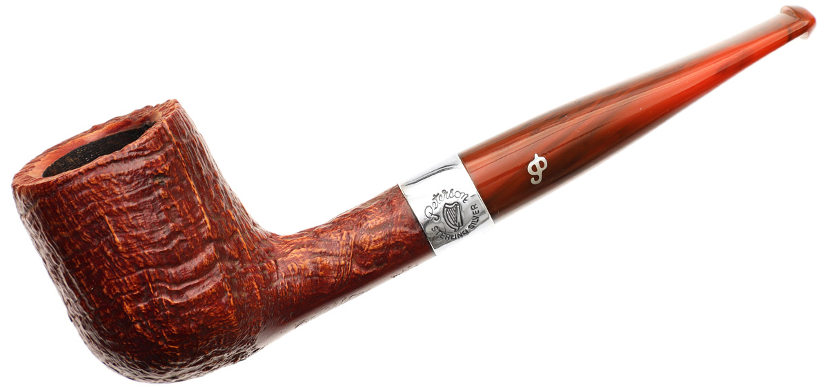 Irish Seconds Sandblasted Billiard with Silver Band Fishtail (2)