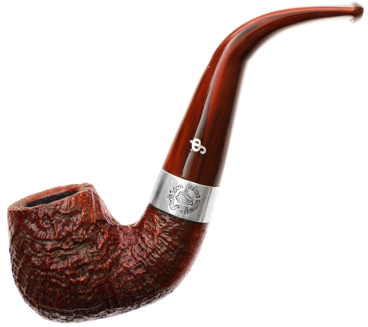 Irish Seconds Sandblasted Bent Billiard with Silver Band Fishtail (2)