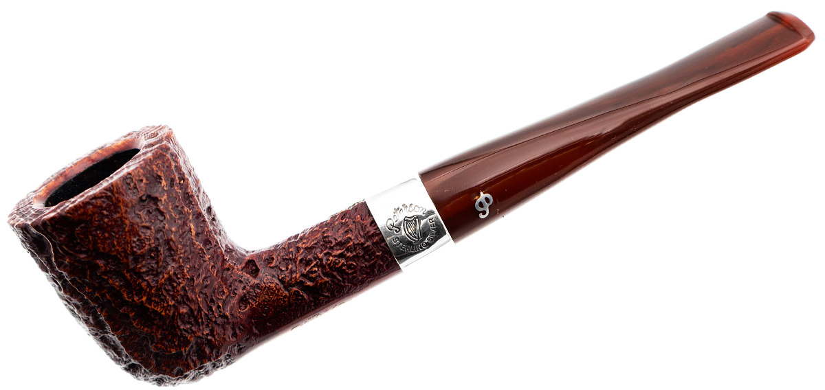 Irish Seconds Sandblasted Billiard with Silver Band Fishtail (2)