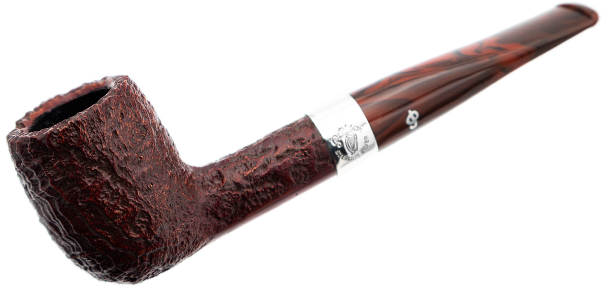 Irish Seconds Sandblasted Billiard with Silver Band Fishtail (2)