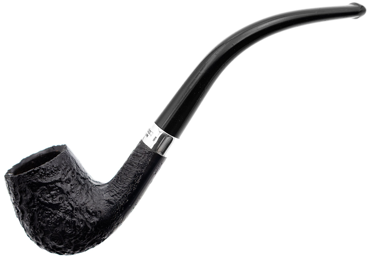 Irish Seconds Sandblasted Bent Billiard with Silver Band Fishtail (3)