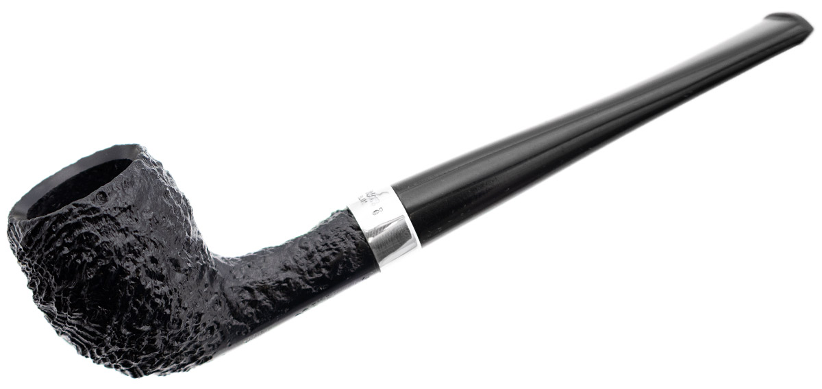 Irish Seconds Sandblasted Billiard with Silver Band Fishtail (3)