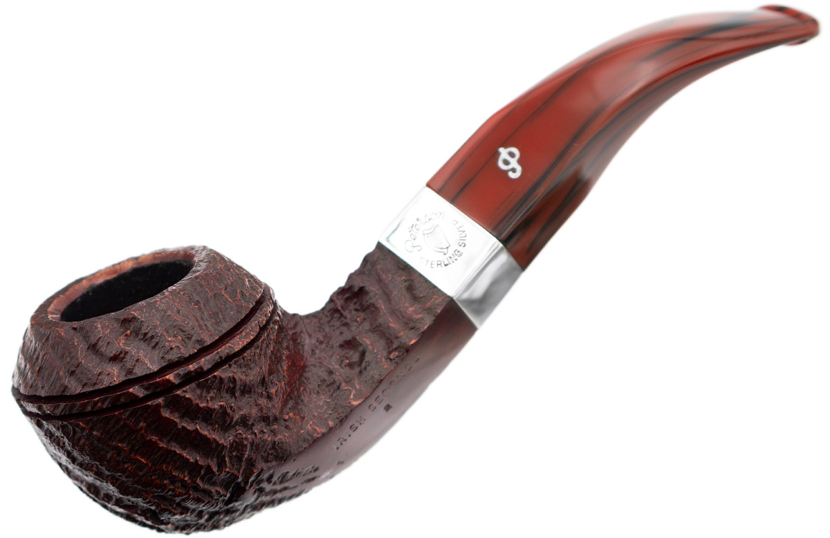 Irish Seconds Sandblasted Bent Bulldog with Silver Band Fishtail (2) (9mm)