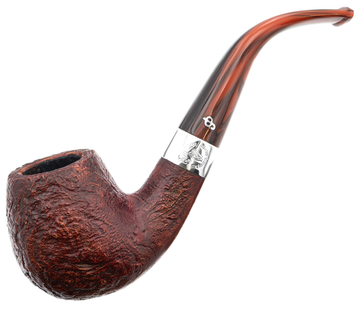 Irish Seconds Sandblasted Bent Billiard with Silver Band Fishtail (2)