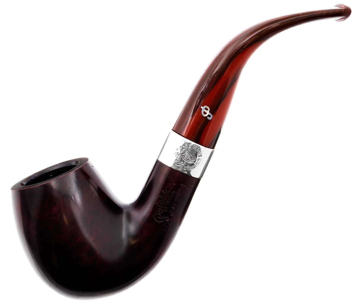 Irish Seconds Smooth Bent Billiard with Silver Band Fishtail (2)