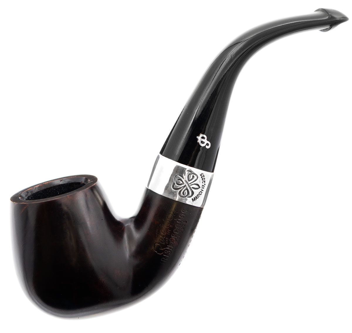 Irish Seconds Smooth Bent Billiard with Silver Band P-Lip (2)