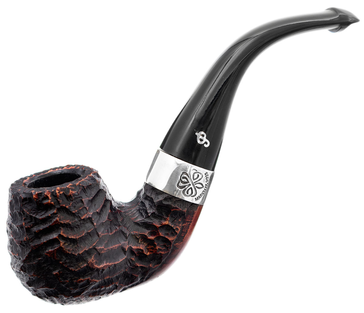 Irish Seconds Rusticated Bent Billiard with Silver Band P-Lip  (2)