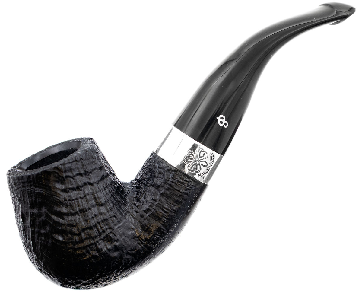 Irish Seconds Sandblasted Bent Billiard with Silver Band P-Lip (2)