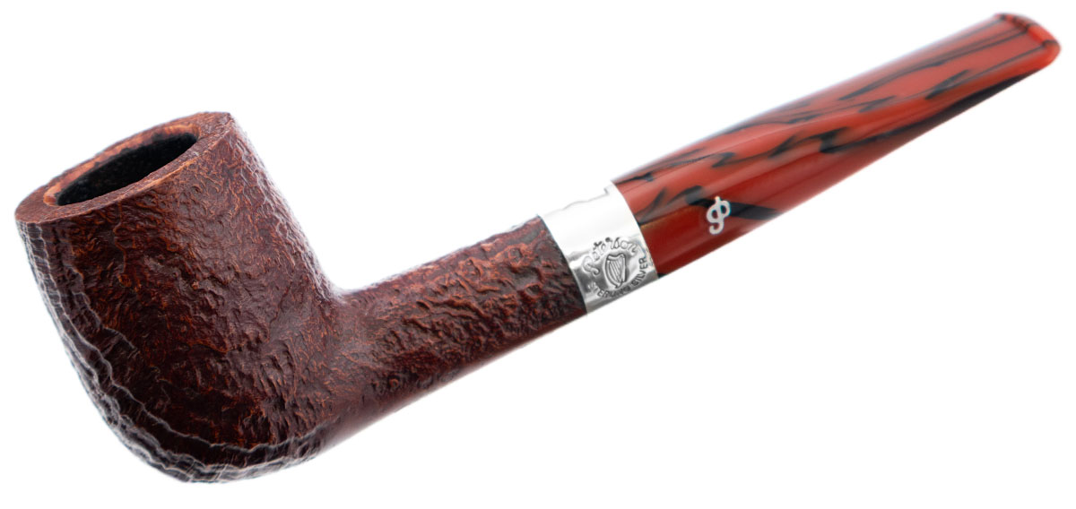 Irish Seconds Sandblasted Billiard with Silver Band Fishtail (2)