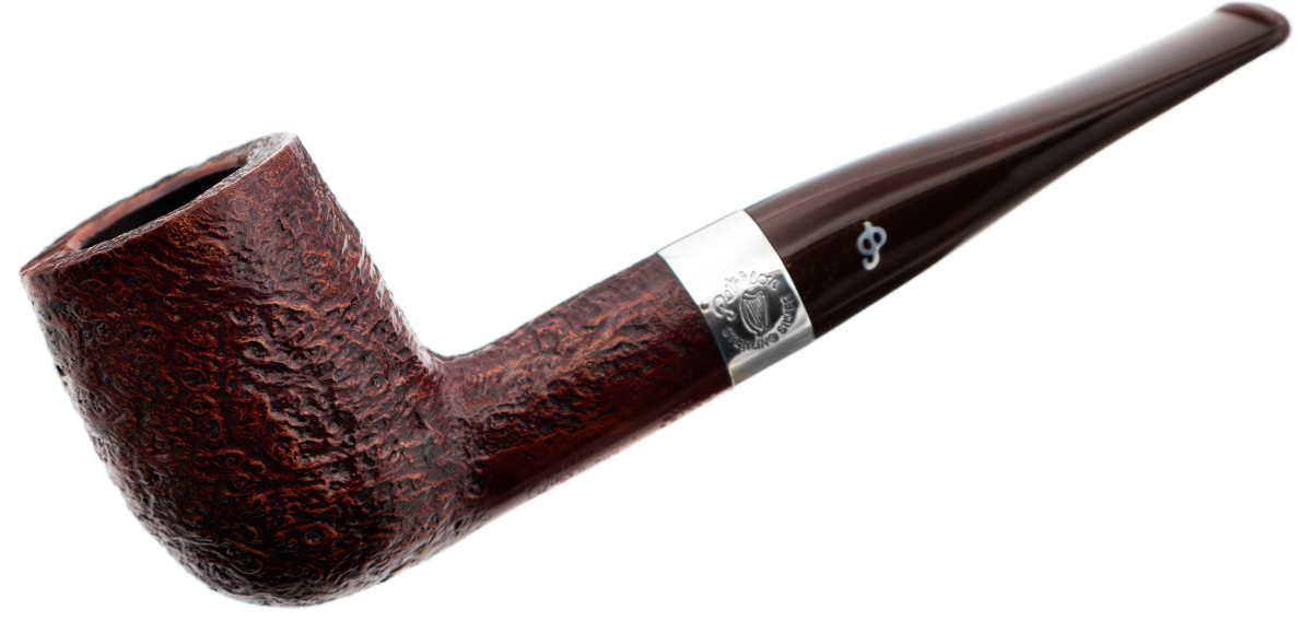 Irish Seconds Sandblasted Billiard with Silver Band Fishtail (2) (9mm)