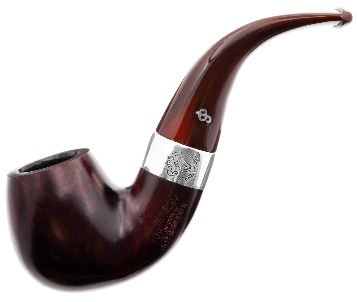 Irish Seconds Smooth Bent Billiard with Silver Band Fishtail (2)