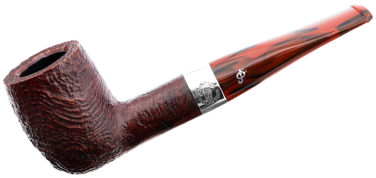 Irish Seconds Sandblasted Billiard with Silver Band Fishtail (2)