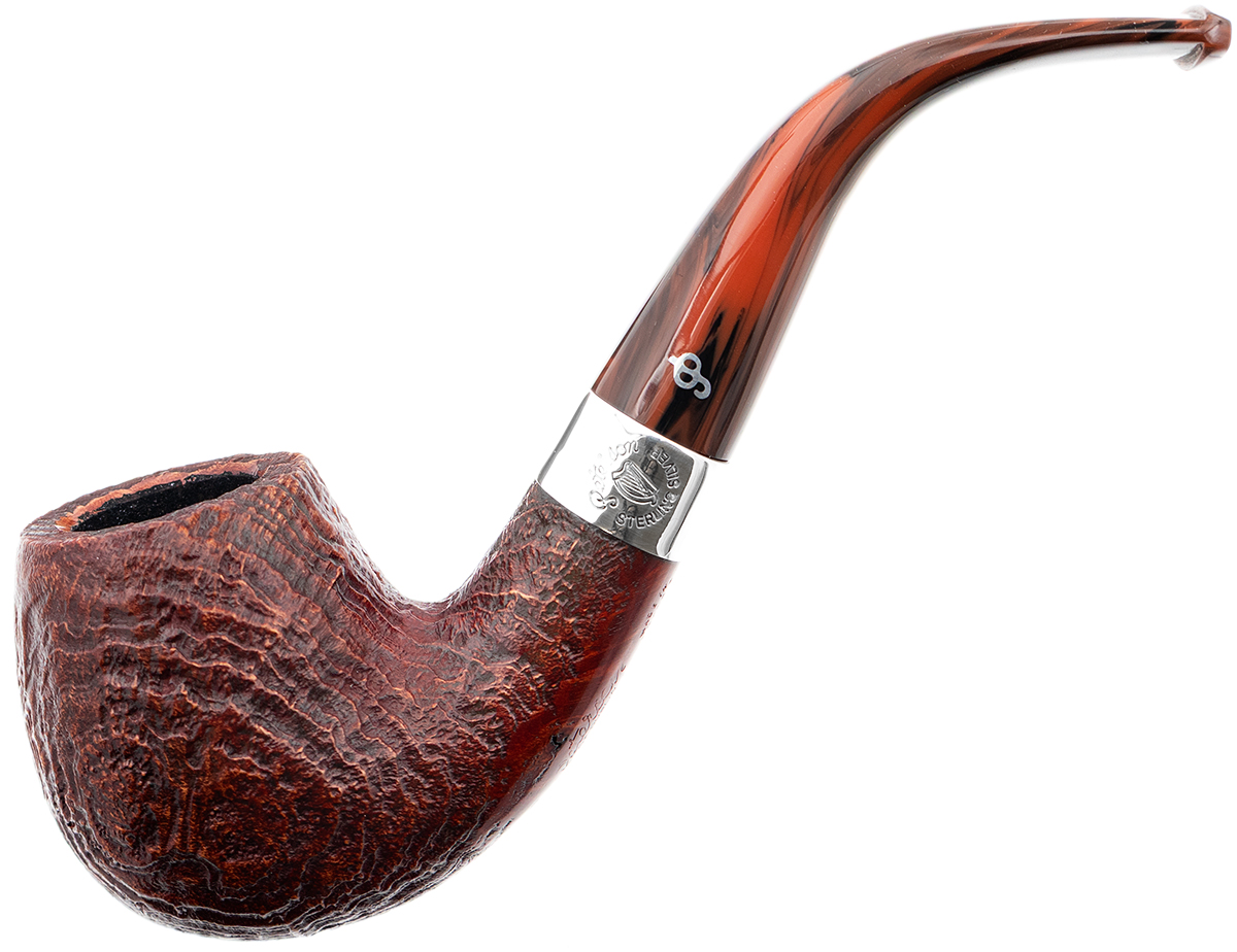 Irish Seconds Sandblasted Bent Billiard with Silver  Fishtail (2)
